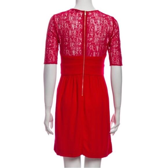Sandro Paris Red Lace Bustier Style Christmas Holiday Short Dress Size Small - Picture 12 of 13